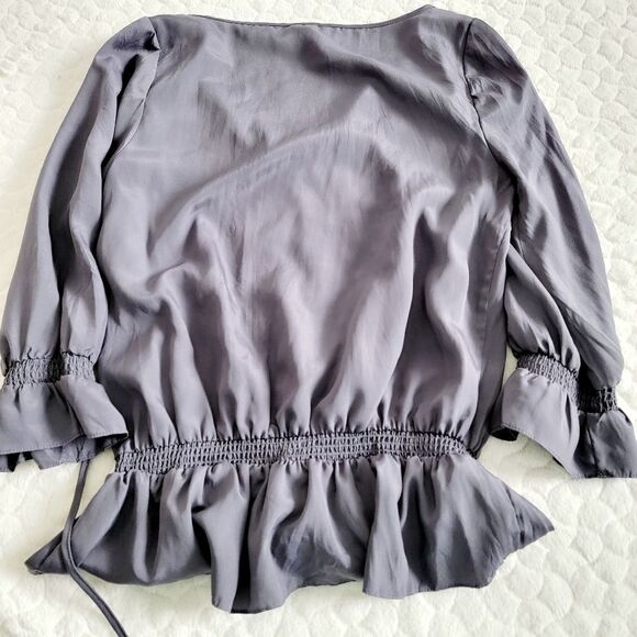 Robbi and Nikki grey boho top 3/4 half sleeves embroidered hippie indie small - Picture 2 of 7